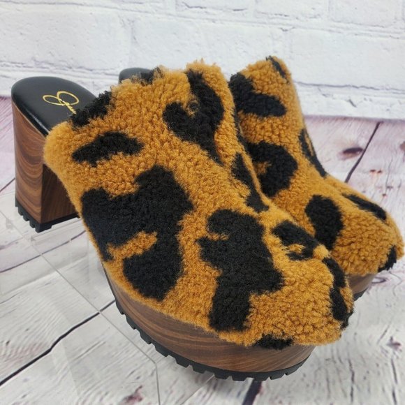 Jessica Simpson Women's Size 10 Tollia High Pile Faux Fur Platform Mules - Picture 2 of 9